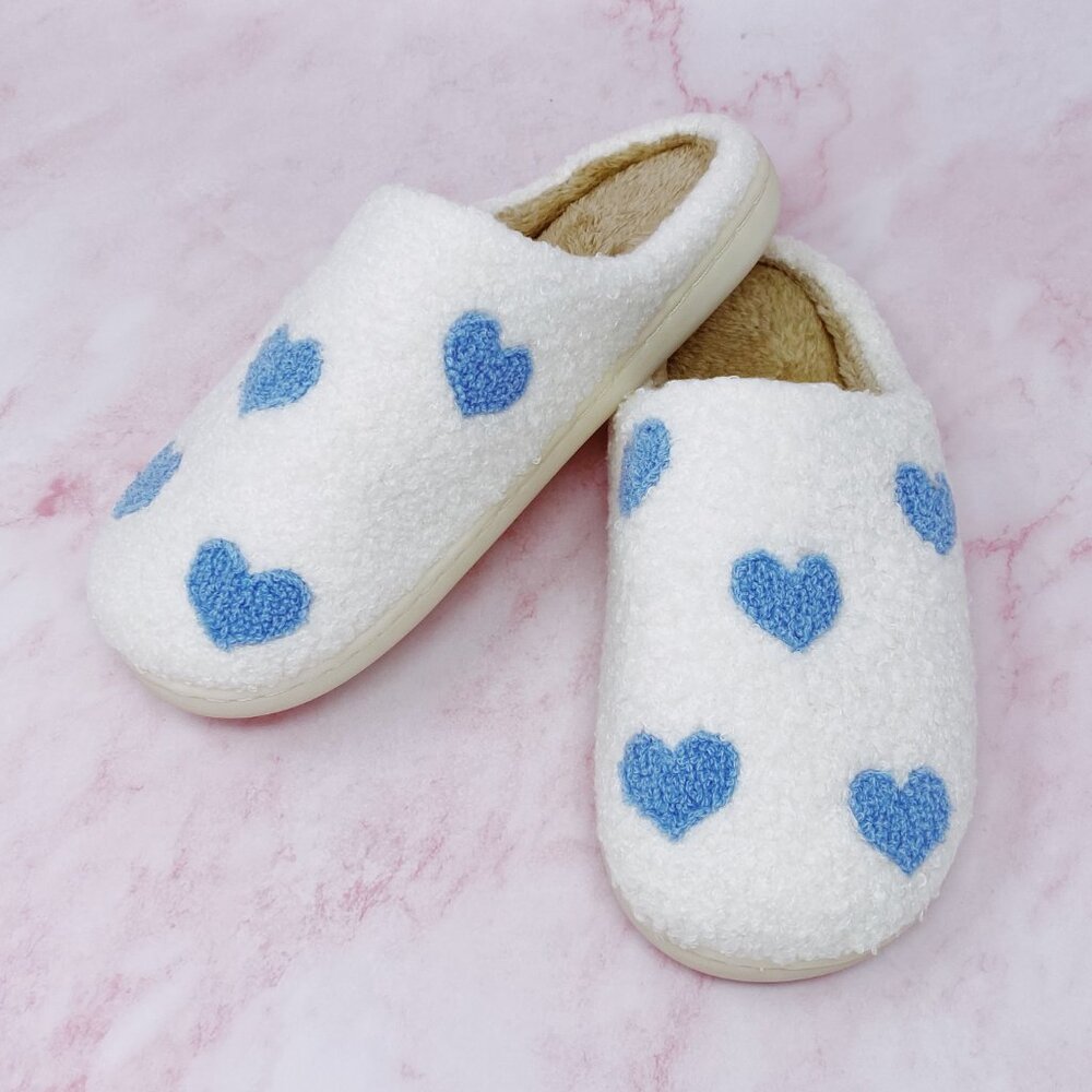 Heart Cozy Lounge Slippers - Blue L/XL